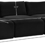 Shaggy 124" Corduroy Performance Fabric Upholstered Upholstered Modular Sofa