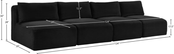 Shaggy 124" Corduroy Performance Fabric Upholstered Upholstered Modular Sofa