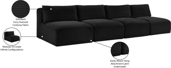 Shaggy 124" Corduroy Performance Fabric Upholstered Upholstered Modular Sofa