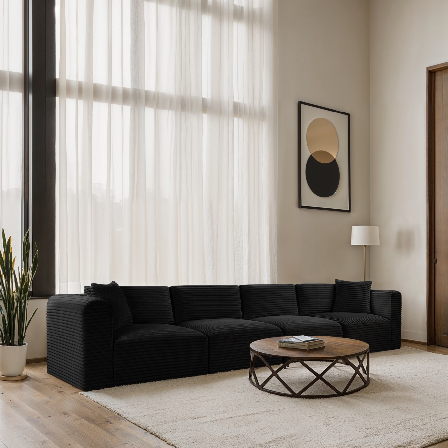 Shaggy 140" Corduroy Performance Fabric Upholstered Upholstered Modular Sofa