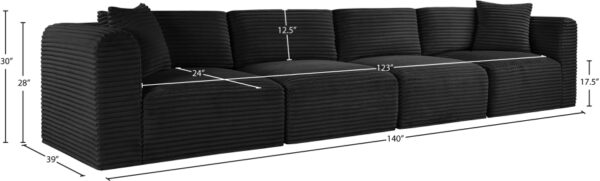 Shaggy 140" Corduroy Performance Fabric Upholstered Upholstered Modular Sofa
