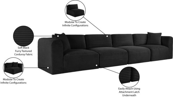 Shaggy 140" Corduroy Performance Fabric Upholstered Upholstered Modular Sofa
