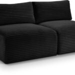 Shaggy 62" Corduroy Performance Fabric Upholstered Upholstered Modular Loveseat