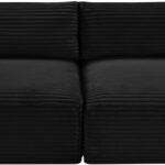 Shaggy 62" Corduroy Performance Fabric Upholstered Upholstered Modular Loveseat