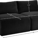 Shaggy 62" Corduroy Performance Fabric Upholstered Upholstered Modular Loveseat