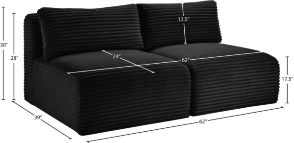 Shaggy 62" Corduroy Performance Fabric Upholstered Upholstered Modular Loveseat