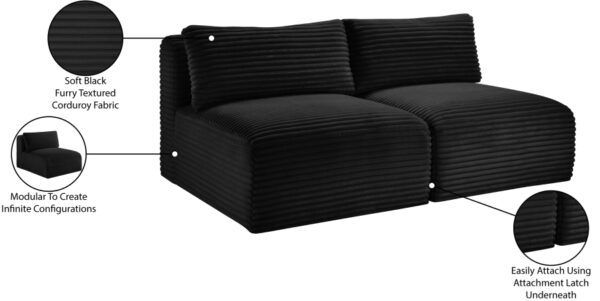 Shaggy 62" Corduroy Performance Fabric Upholstered Upholstered Modular Loveseat