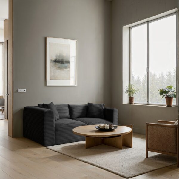 Shaggy 78" Corduroy Performance Fabric Upholstered Upholstered Modular Loveseat