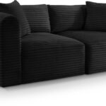Shaggy 78" Corduroy Performance Fabric Upholstered Upholstered Modular Loveseat