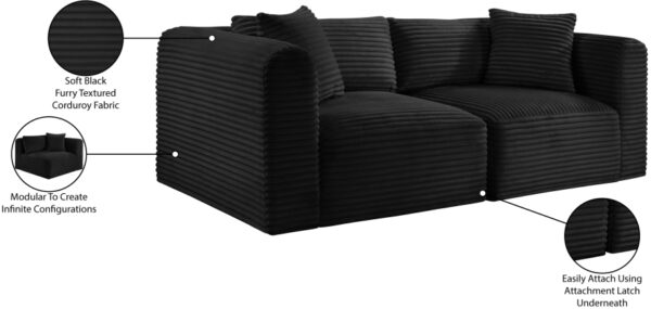 Shaggy 78" Corduroy Performance Fabric Upholstered Upholstered Modular Loveseat