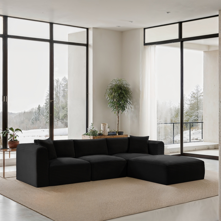 Shaggy 109" Corduroy Performance Fabric Upholstered Upholstered Modular Sectional
