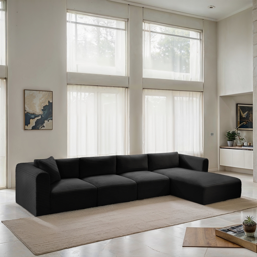 Shaggy 145" Corduroy Performance Fabric Upholstered Upholstered Modular Sectional