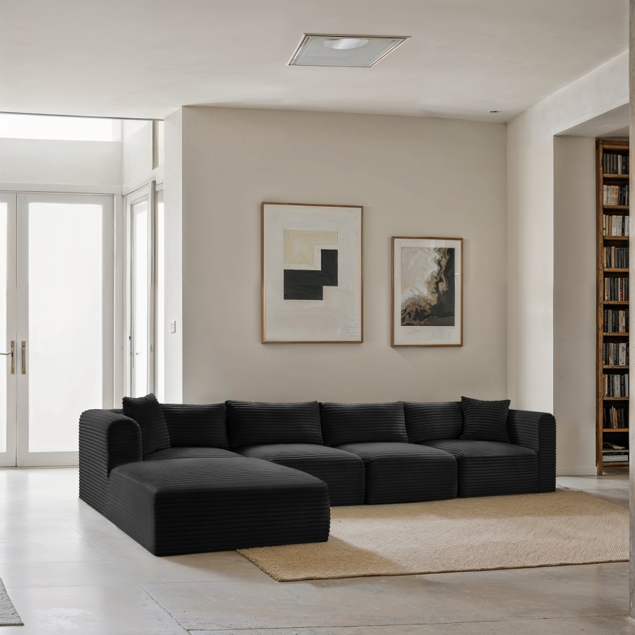 Shaggy 140" Corduroy Performance Fabric Upholstered Upholstered Modular Sectional