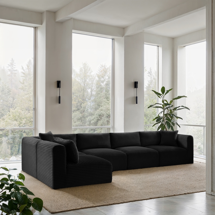 Shaggy 140" Corduroy Performance Fabric Upholstered Upholstered Modular Sectional