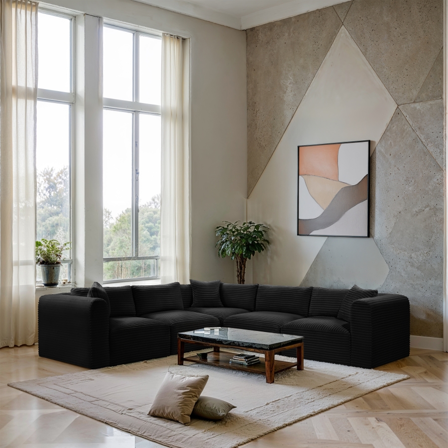 Shaggy 109" Corduroy Performance Fabric Upholstered Upholstered Modular Sectional