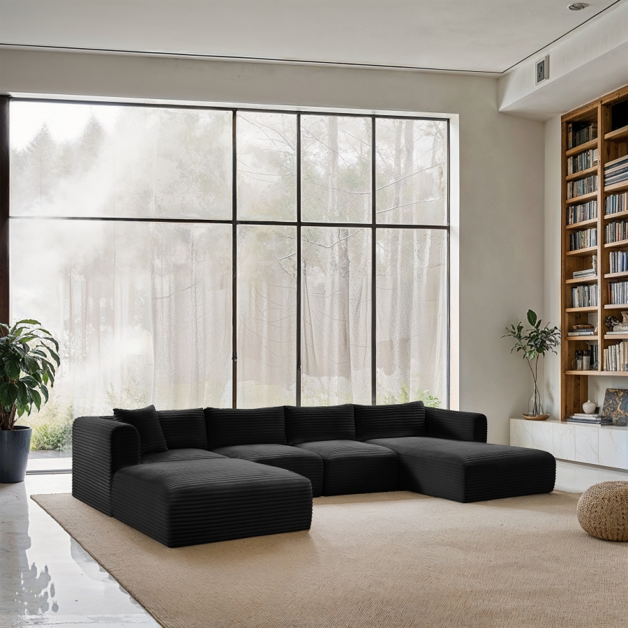 Shaggy 145" Corduroy Performance Fabric Upholstered Upholstered Modular Sectional