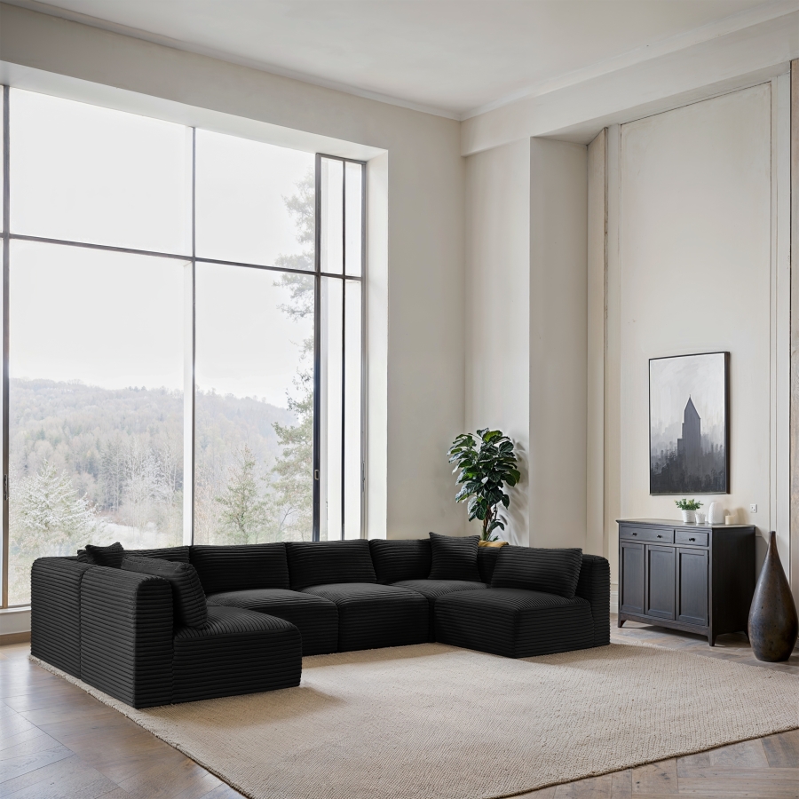 Shaggy 140" Corduroy Performance Fabric Upholstered Upholstered Modular Sectional