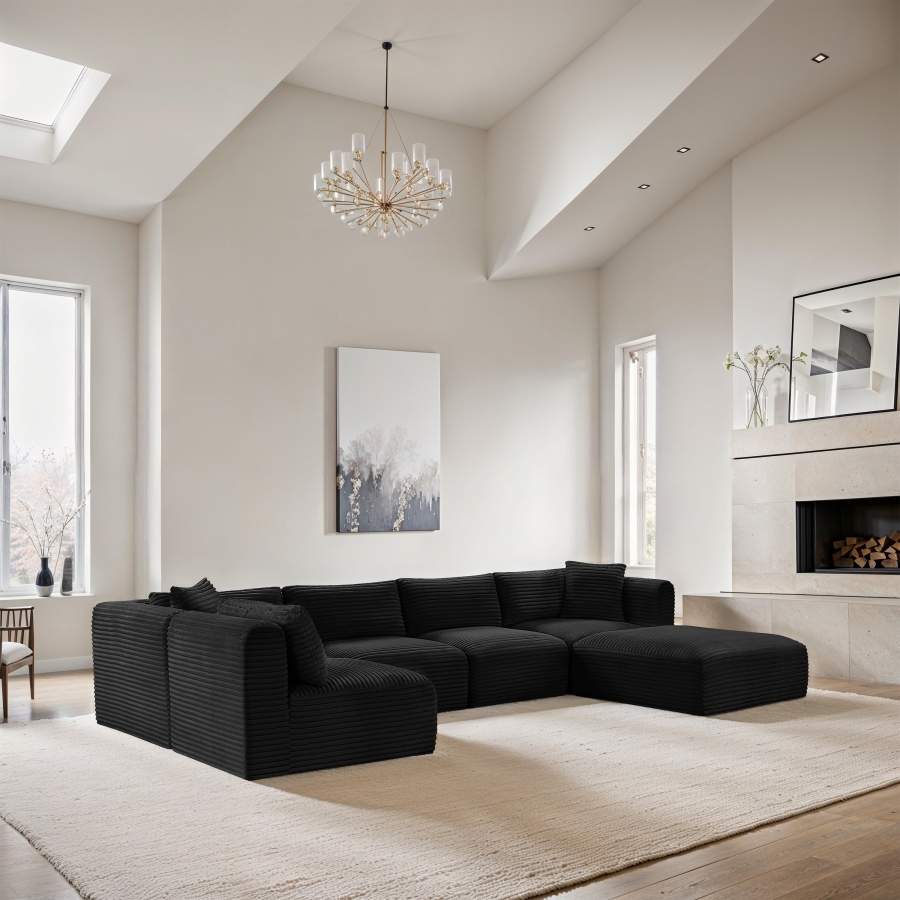 Shaggy 140" Corduroy Performance Fabric Upholstered Upholstered Modular Sectional