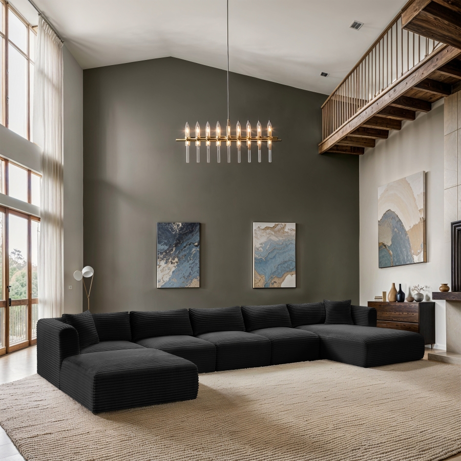 Shaggy 176" Corduroy Performance Fabric Upholstered Upholstered Modular Sectional