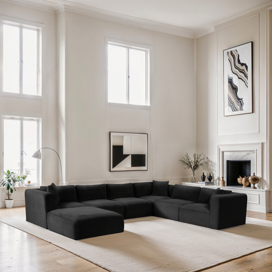 Shaggy 140" Corduroy Performance Fabric Upholstered Upholstered Modular Sectional