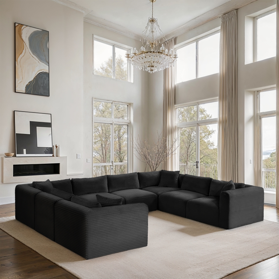 Shaggy 140" Corduroy Performance Fabric Upholstered Upholstered Modular Sectional