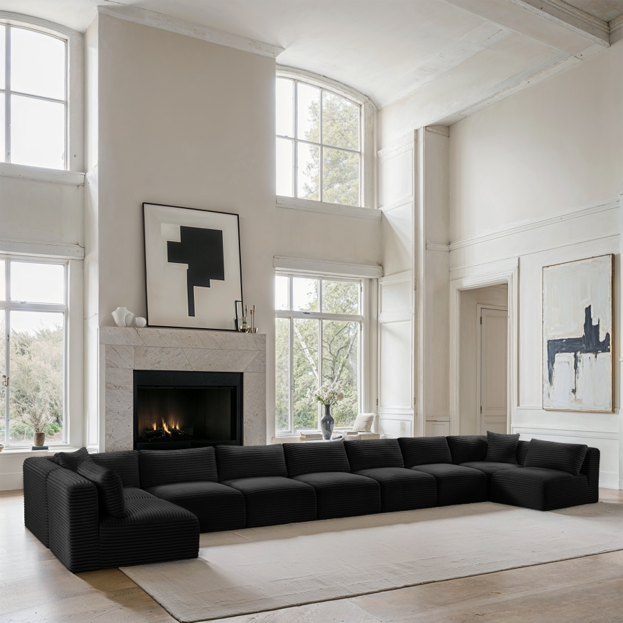 Shaggy 233" Corduroy Performance Fabric Upholstered Upholstered Modular Sectional