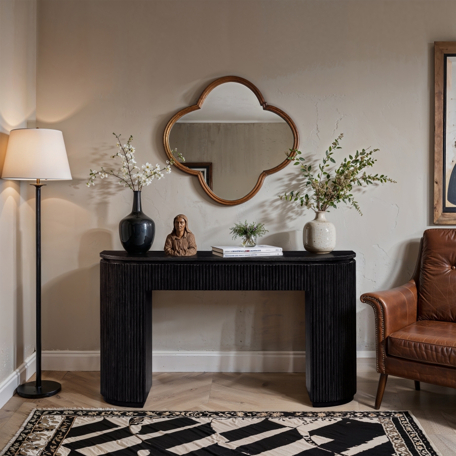 Astrid Solid Wood And Oak Veneer Console Table