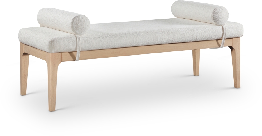 Priscilla Linen Textured Fabric Upholstered Bench