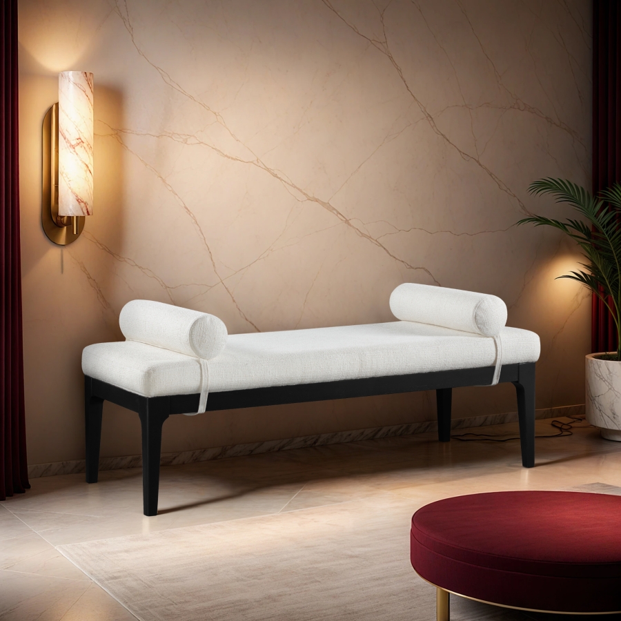 Priscilla Linen Textured Fabric Upholstered Bench