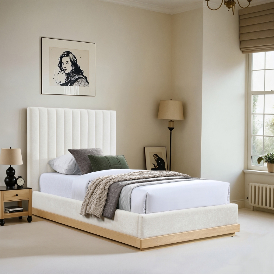 Emmet Chenille Fabric Upholstered Twin Bed