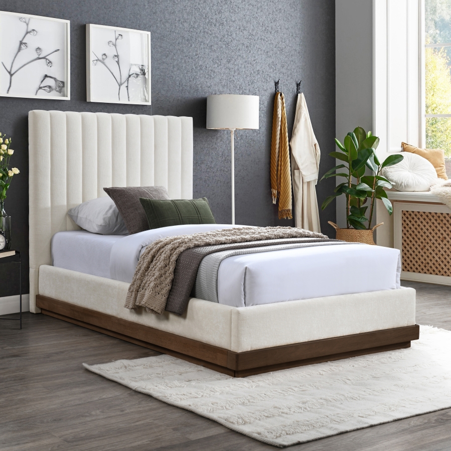 Emmet Chenille Fabric Upholstered Twin Bed