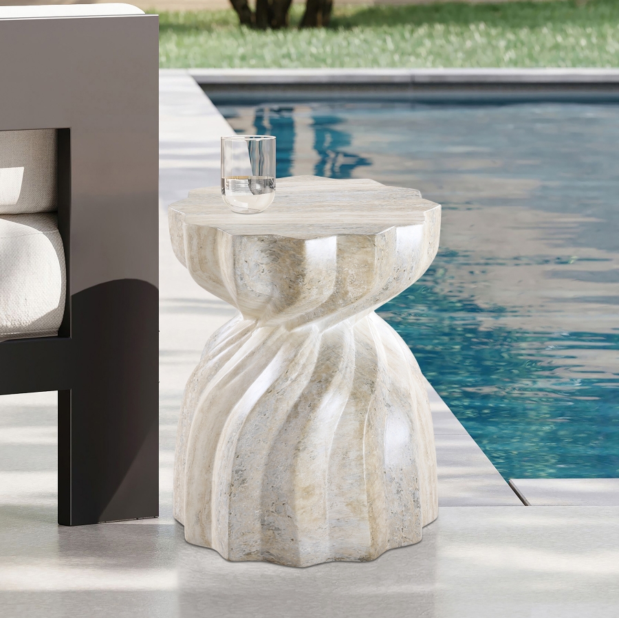 Caserta Travertine Finish Indoor / Outdoor Concrete End Table