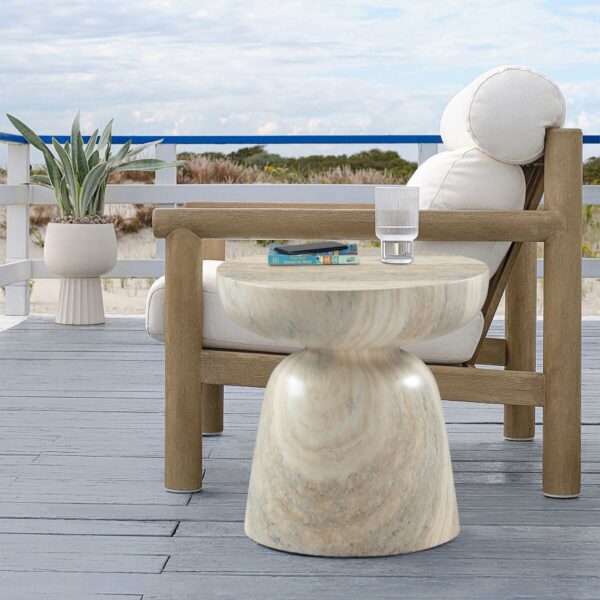 Avellino Travertine Finish Indoor / Outdoor Concrete End Table