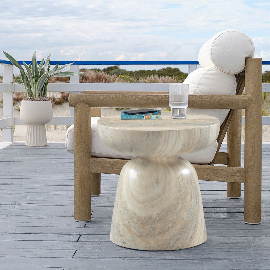 Avellino Travertine Finish Indoor / Outdoor Concrete End Table