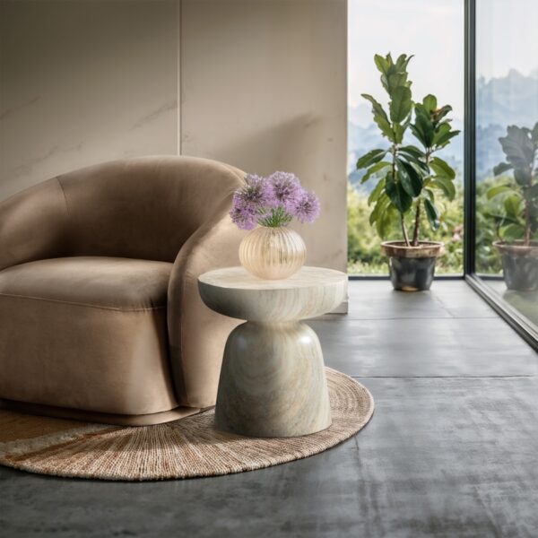 Avellino Travertine Finish Indoor / Outdoor Concrete End Table
