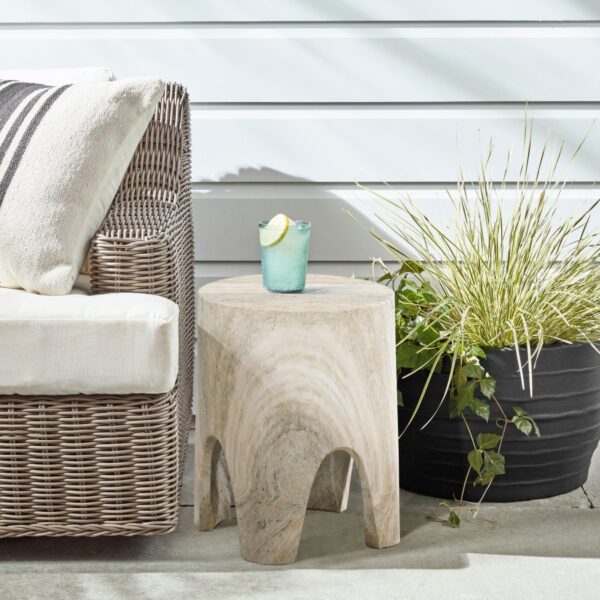 Foligno Travertine Finish Indoor / Outdoor Concrete End Table