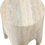 Foligno Travertine Finish Indoor / Outdoor Concrete End Table
