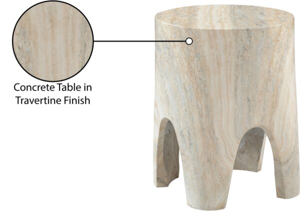 Foligno Travertine Finish Indoor / Outdoor Concrete End Table