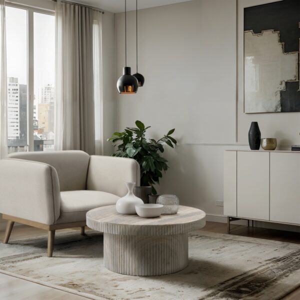 Legatto Travertine Finish Indoor/Outdoor Concrete Coffee Table