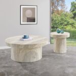 Legatto Travertine Finish Indoor/Outdoor Concrete Coffee Table