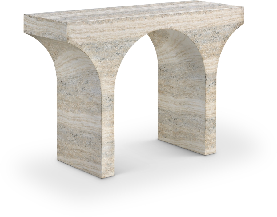 Pomezia Travertine Finish Console Table