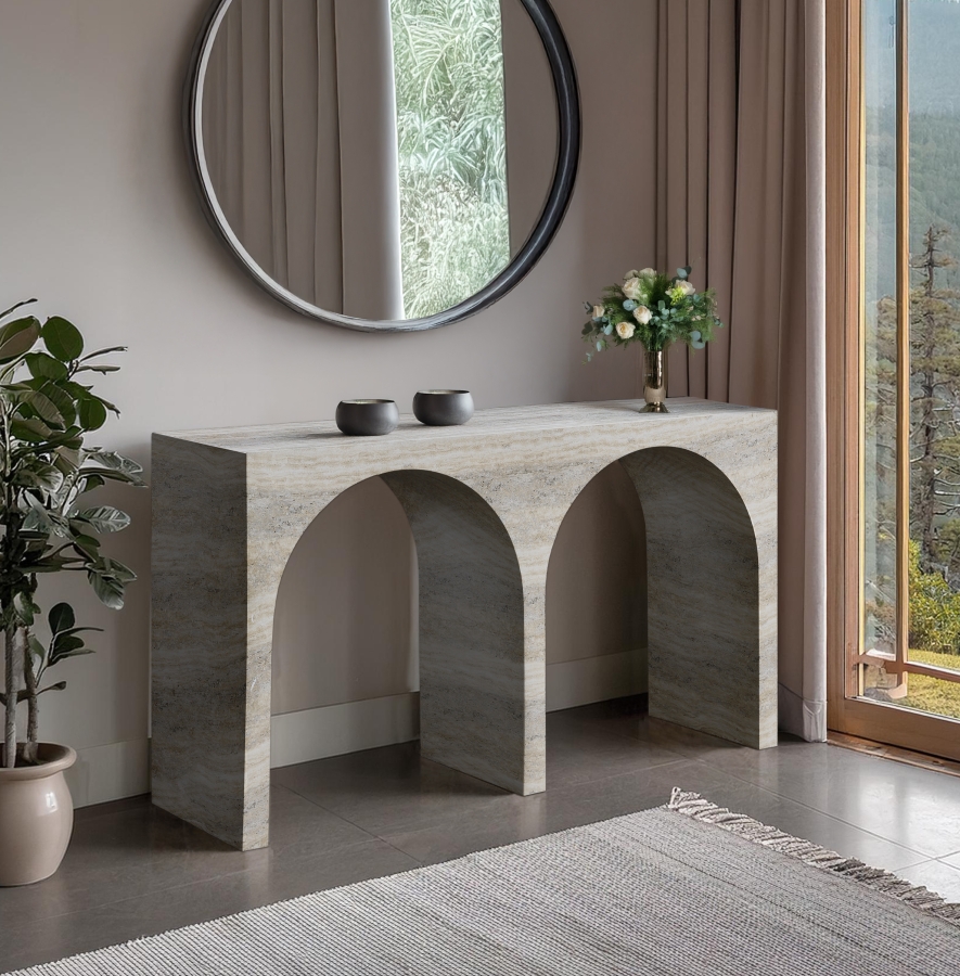 Faenza Travertine Finish Console Table