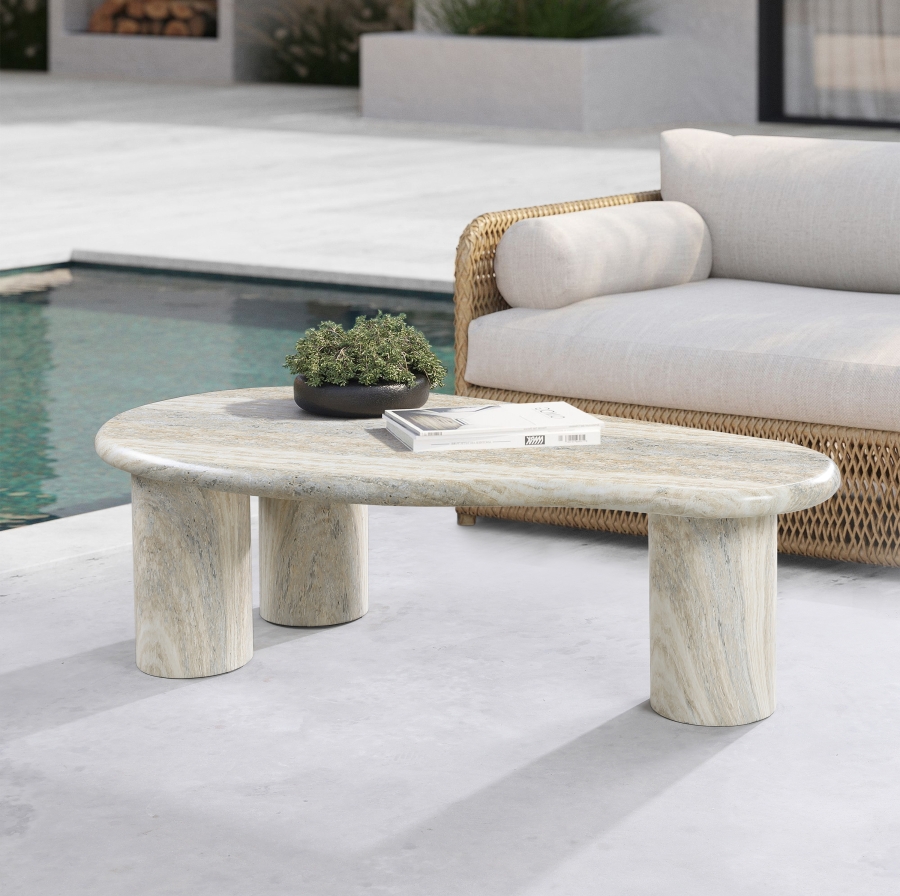 Sassari Travertine Finish Indoor / Outdoor Concrete Coffee Table
