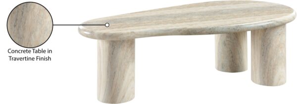 Sassari Travertine Finish Indoor / Outdoor Concrete Coffee Table