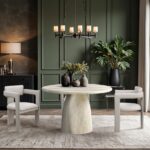 Cosenza Travertine Finish Indoor / Outdoor Concrete Dining Table