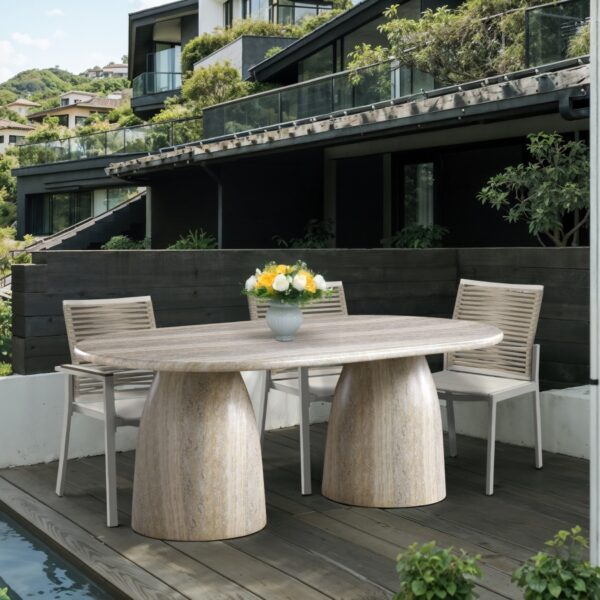 Cosenza Travertine Finish Indoor / Outdoor Concrete Dining Table