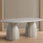 Cosenza Travertine Finish Indoor / Outdoor Concrete Dining Table