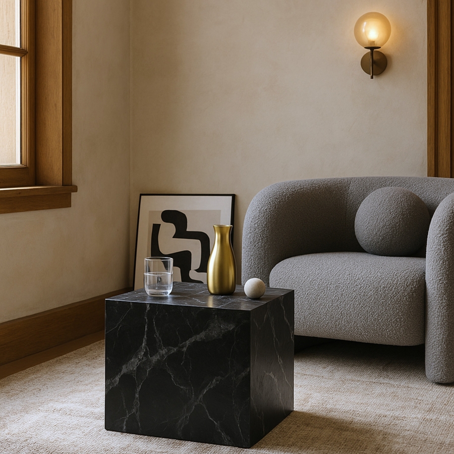 Piazza Marble Finish Indoor / Outdoor Concrete End Table