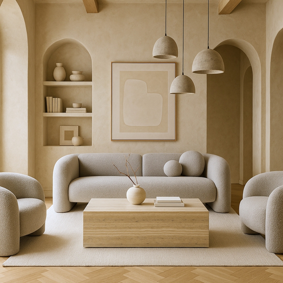Piazza Travertine Finish Indoor/Outdoor Concrete Coffee Table