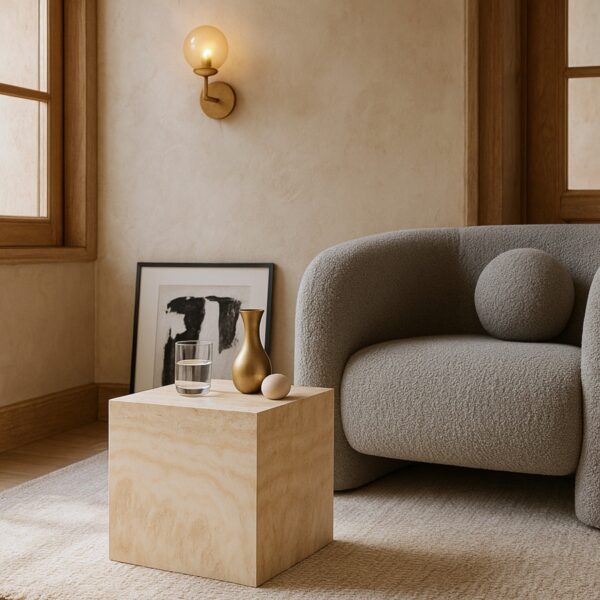 Piazza Travertine Finish Indoor / Outdoor Concrete End Table